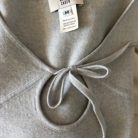 Maryam Nassir Zadeh Persephone Knit Sweater Top Keyhole Tie Merino Medium - Picture 9 of 10